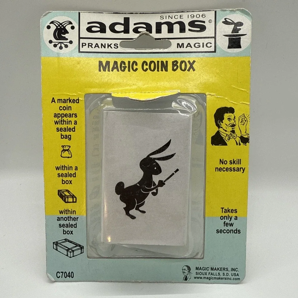 Vintage Adams Pranks Magic Coin Box Brand New Sioux Falls 13+